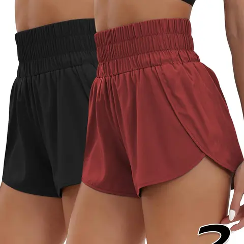 Women's Solid High Waist Gym Shorts, Breathable Comfortable Gym Workout Shorts, Ladies Sportswear for Indoor Outdoor Wear Activewear