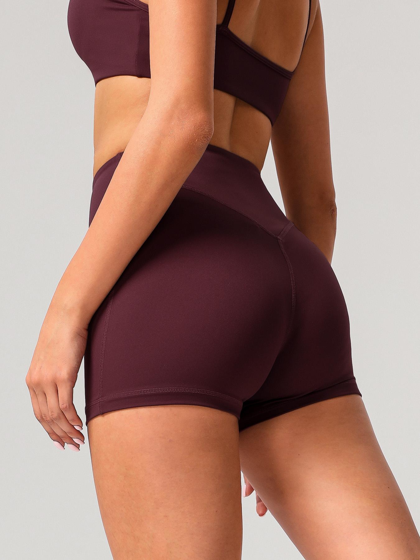 Sodalemon Women's Solid High Waist Gym Shorts, Casual Comfy Breathable Skinny Shorts for Yoga Gym Workout Running, Ladies Sportswear for All Seasons