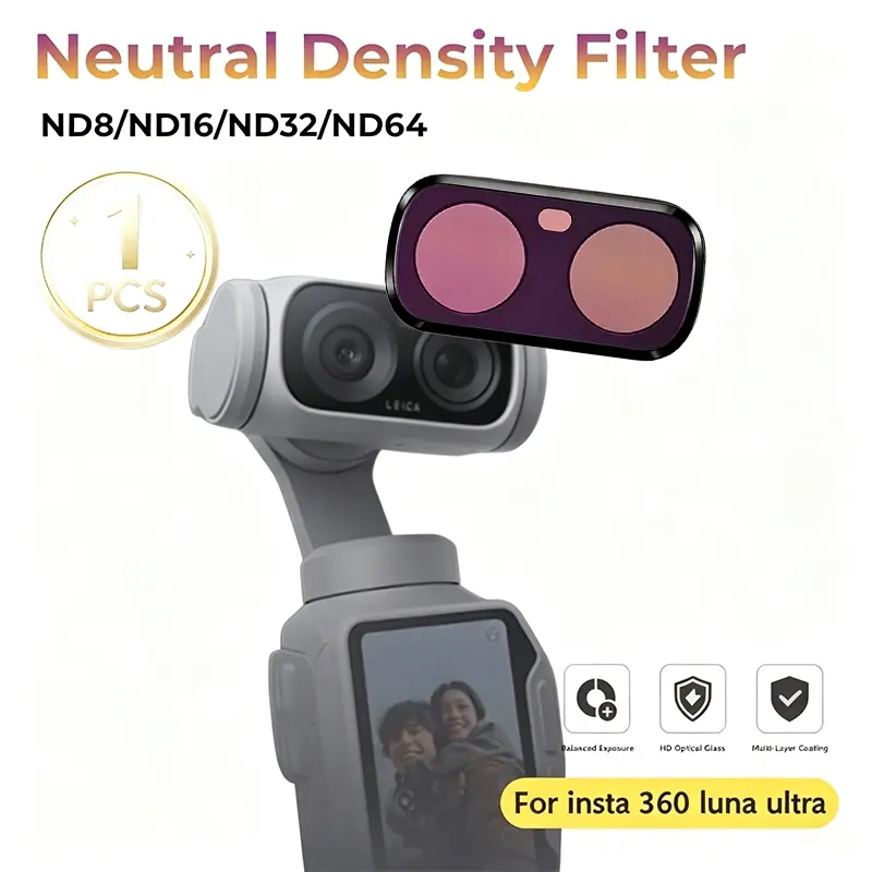 1Pcs Magnetic Neutral Density Lens Filter for Insta360 Luna Ultra, ND8 ND16 ND32 ND64 Filter Available, Multi‑Coated HD Glass, Secure Magnetic Adsorption, Prevent Overexposure, Gimbal‑Safe Camera Accessory for Daily Vlog & Daytime Filming