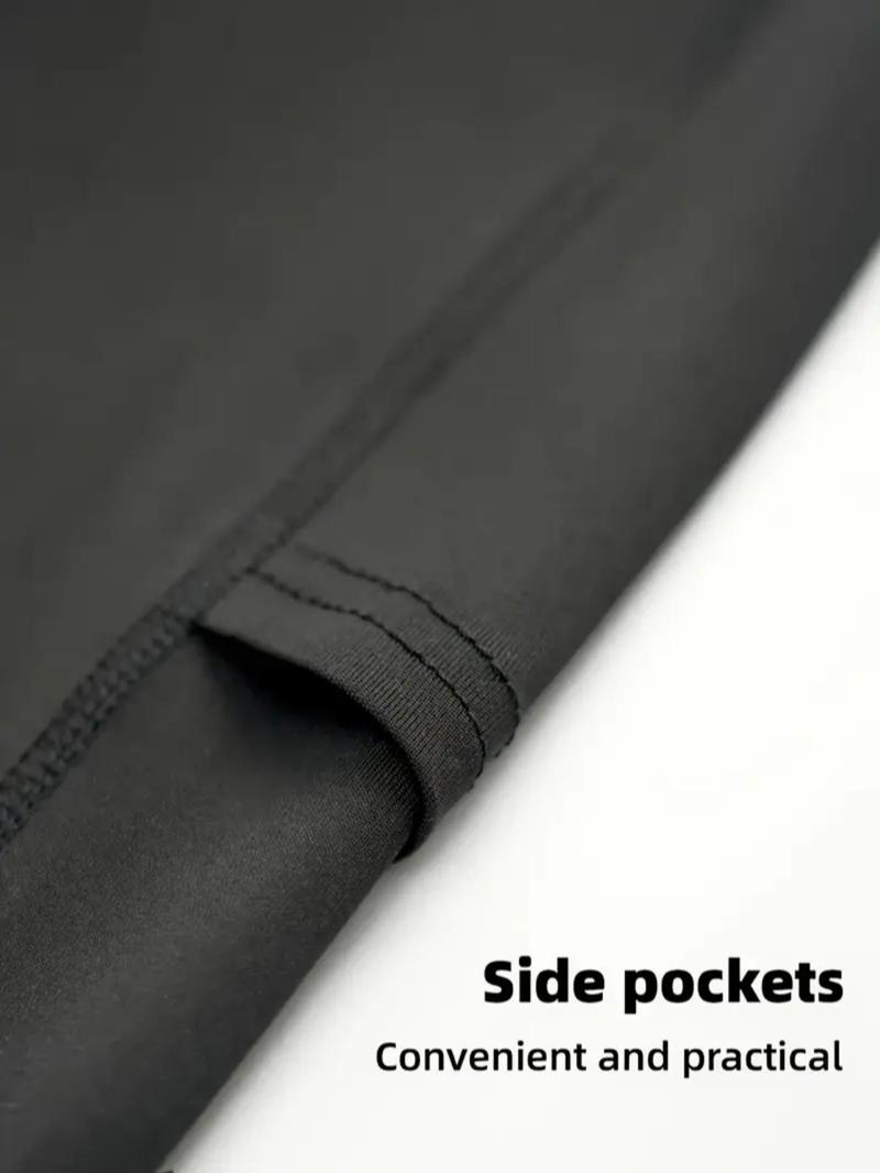 Men's Letter Print Sports Shorts, Breathable Quick Drying Gym Shorts, Training Cycling Shorts, High Elasticity Pocket Sports Bottoms for Running Basketball Yoga Golf