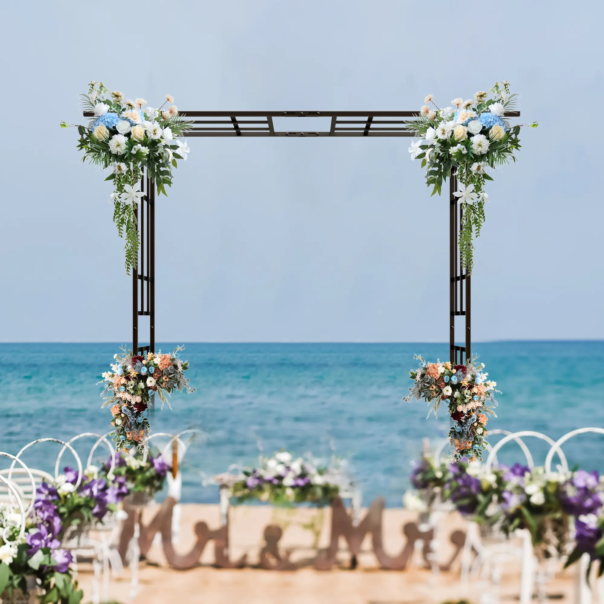 ARCH Metal Garden Arch for Climbing Plants, Adjustable Width 42.52-78.15 Inches, Rose Vine Support Trellis, Outdoor Black Heavy Duty Flower Arbor for Garden, Yard, Patio Decor, Climbing Plant Support Frame, Living Room Table for Sofa Side, Bedroom