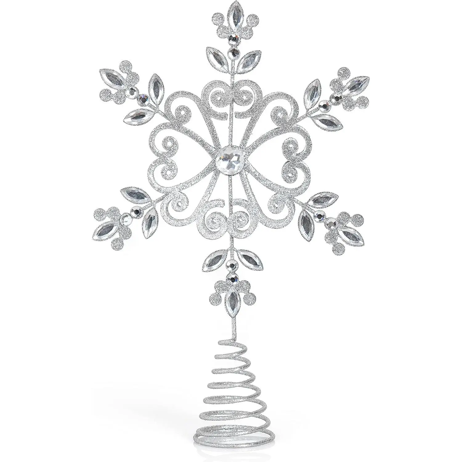 Flower Snowflake Christmas  Tree Topper  Decoration 11.5"