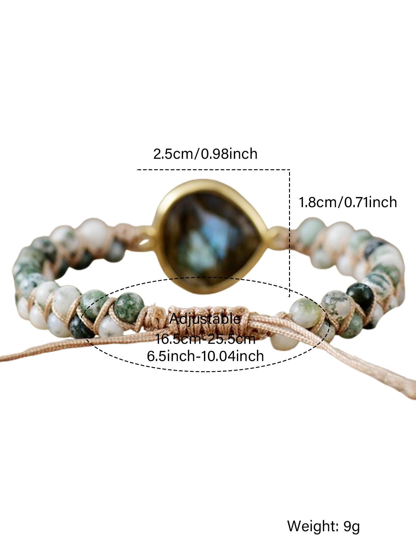 Boho Style Natural Stone Braided Bracelet, Beaded Bracelet, Adjustable Braided Bracelet for Women & Men, Fashion Accessories for Daily Wear, Solstice Gemstone Bracelet