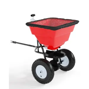 Premium 85 LBS Tow Behind Broadcast Spreader, Universal Hitch Lawn Spreader with Hopper Cover & 30-Level Adjustable Flow Control for Seed, Fertilizer, Salt & Ice Melt