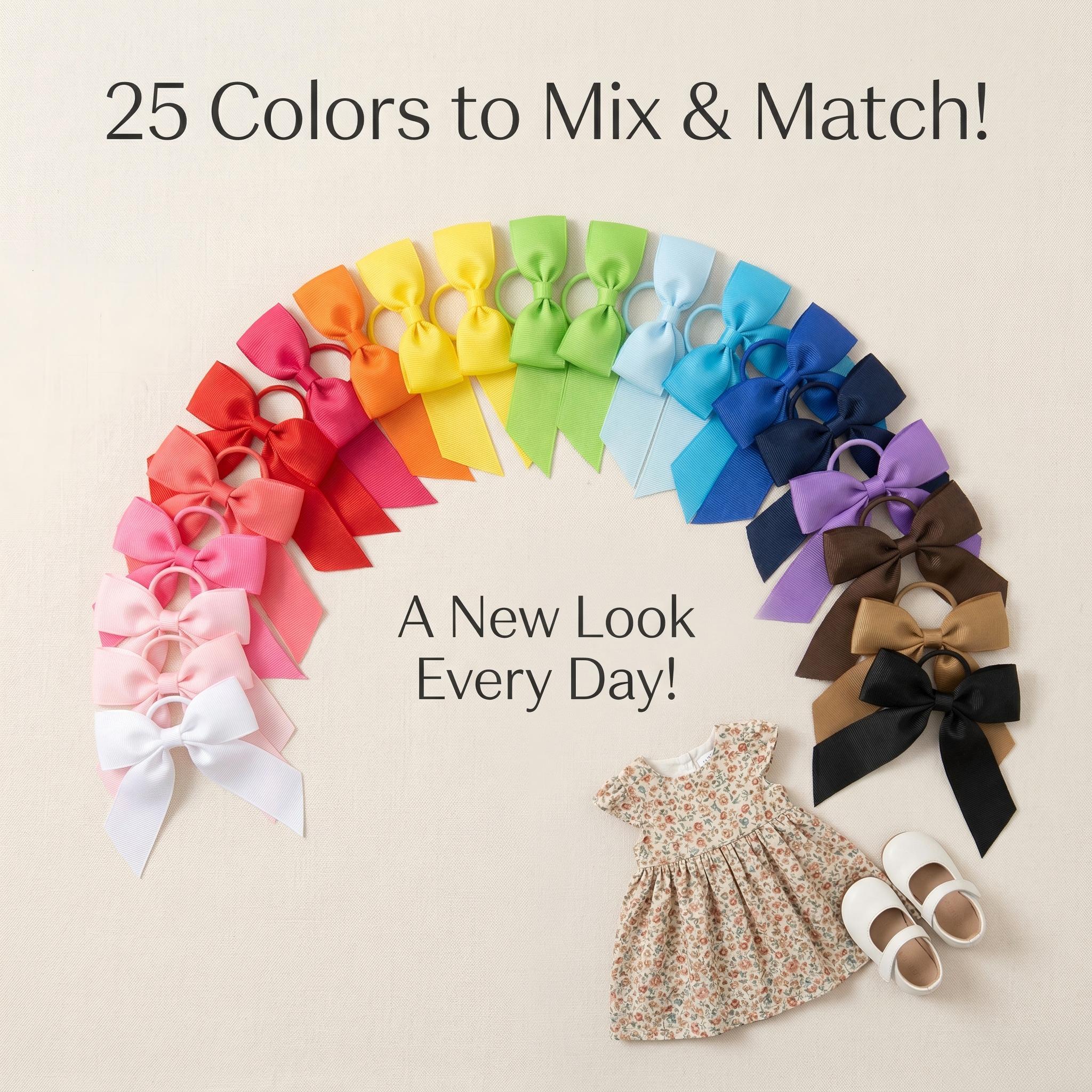 25pcs Ribbon Bows Hair Ties Toddler Bows Rubber Bands Pigtail Ponytail Bows Hair Accessories for Toddler Girl