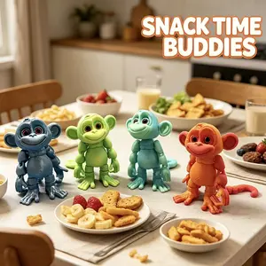 Random 3pcs Monkeys, Random Color Distribution, Articulated Limbs And Tail, Poseable Sitting, Standing, Climbing, Playability, Perfect Room, Desk, Party Decor And Car Additions, Ideal Gift