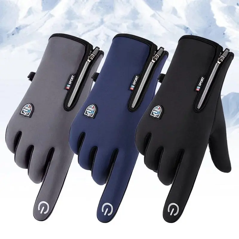 Warm Gloves for Men Women Winter Cycling Windproof Motorcyclist  Thermal Water-Repellent Non-slip Touch Screen Velvet Gloves