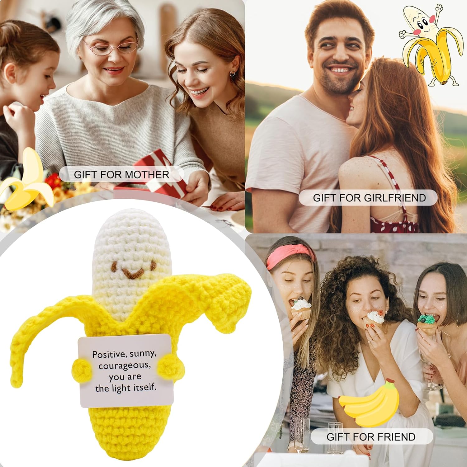 Adorable handmade banana crochet dolls! mini fruit plush toys are soft and well-crafted, perfect as cute little birthday gifts for both kids and adults. A charming tiny companion for desk decor or daily play, bringing smiles and sweetness to everyone