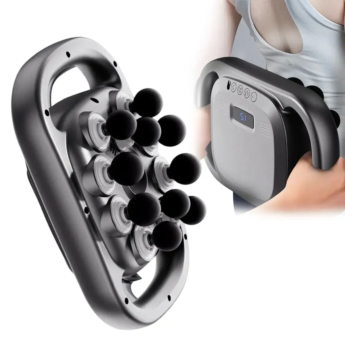 1pc Professional 10-Head Percussion Massage Gun, USB Rechargeable Deep Tissue Muscle Relaxation Tool, 30 Intensity Levels, Noise-Reducing, Whole Body Applicable, Fitness Gift, Modern Personal Care Massage Equipment