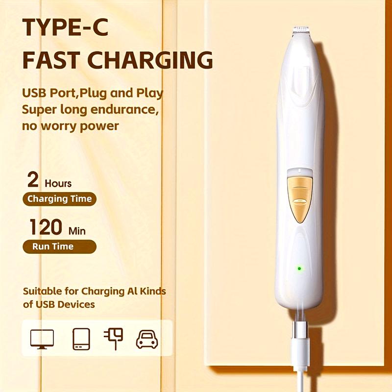 Electric dog paw trimmer, dog scissors with LED light, USB rechargeable professional dog grooming kit, cat and dog shaver, pet eyes, face, ears, paws