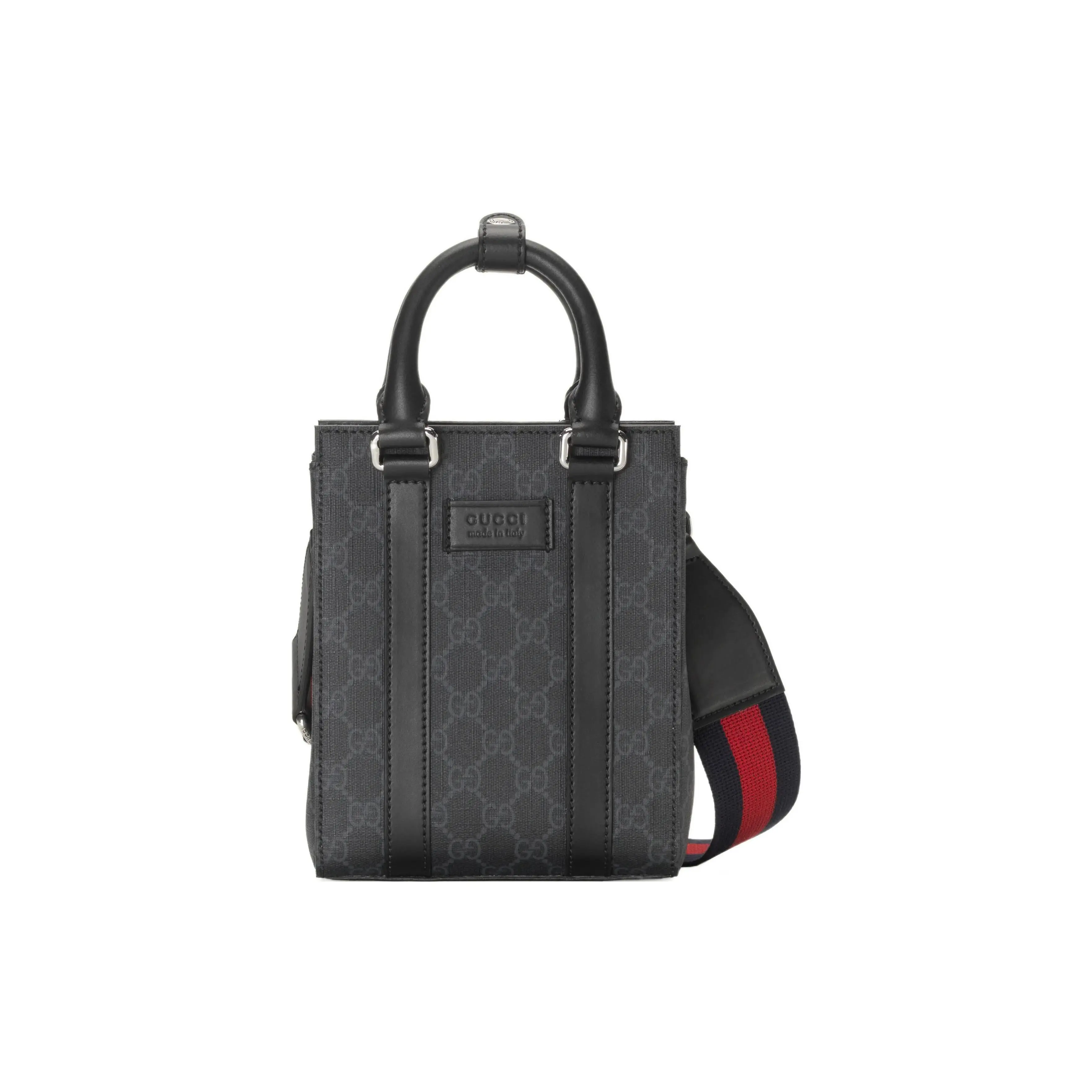 Gucci GG Supreme Logo Striped Canvas Tote Bag for Men – Mini Crossbody Shoulder Bag in Black