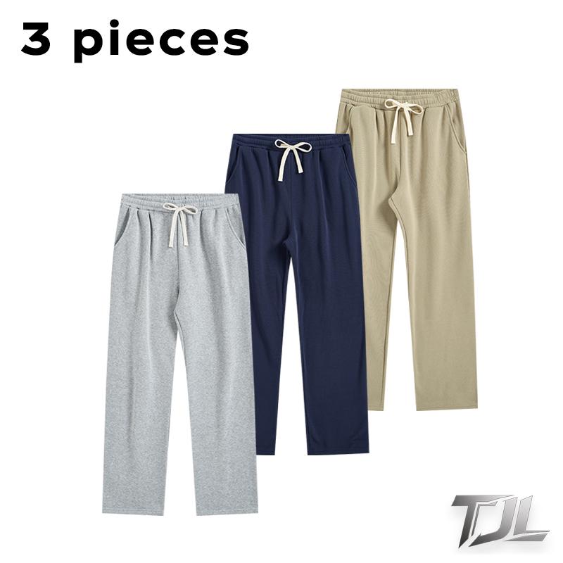 TJL Men's Regular Fit Solid Drawstring Waist Sweatpants, Casual Pocket Design Pants for Fall & Winter, Men's Trousers for Daily Wear, Yoga Training Pants, Casual Sports Pants solid drawstring waist sweatpants