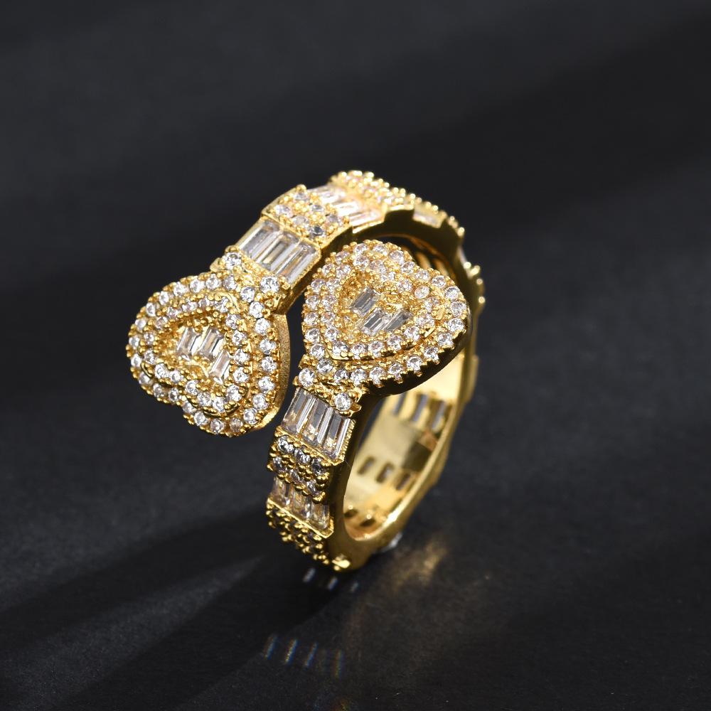 Silver Clover Statement Ring for Women, CZ Diamond Flower Ring, Adjustable Open Ring, Elegant Luxury Jewelry, Wedding Party Banquet Gift Accessory