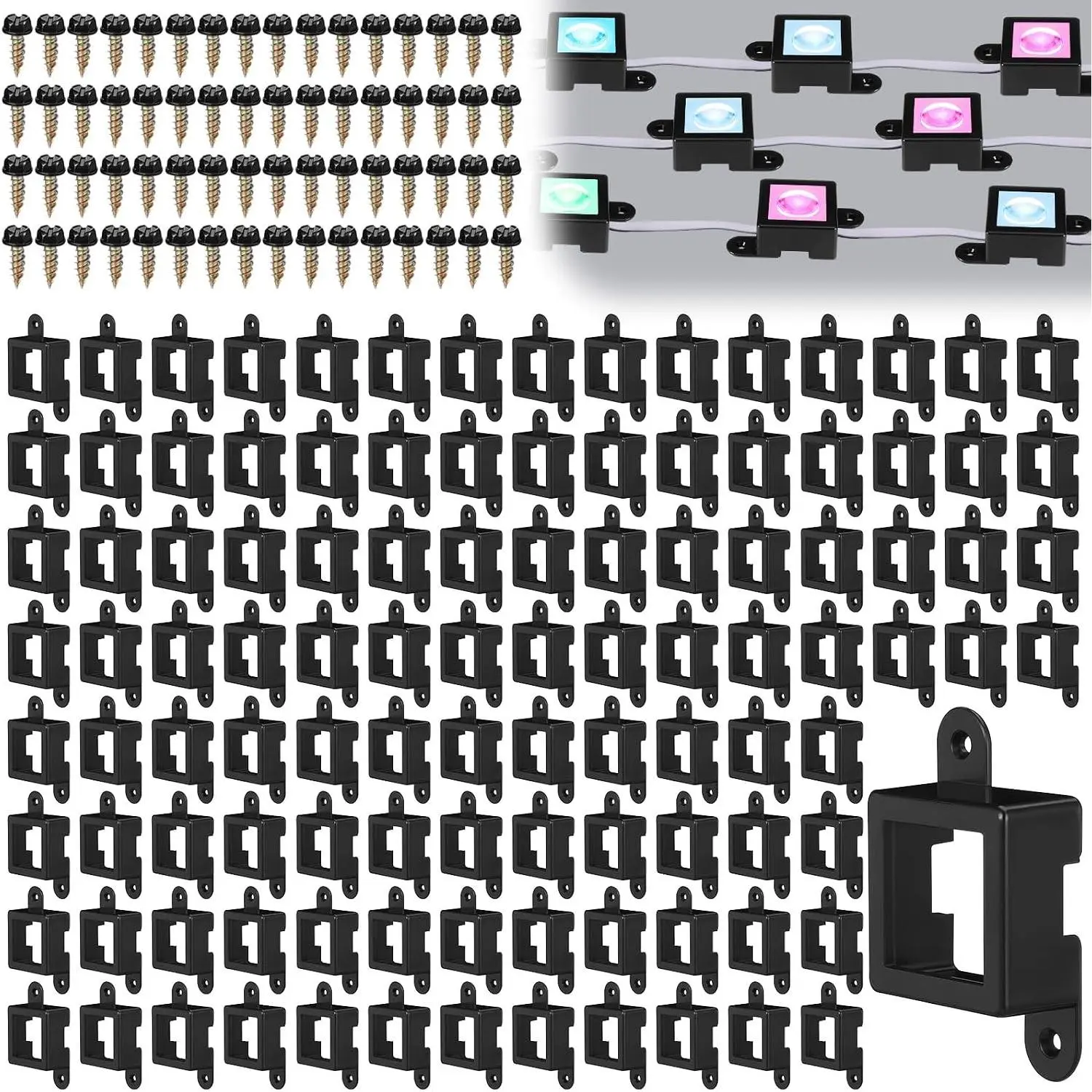 120 Light Clips for Govee H705 H805 with 240 Screws Mounting Clips Compatible with Govee Permanent Outdoor Lights Extension (Black)