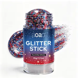 July 4th Glitter Stick, Blue Body and Hair Glitter, Perfect for Independence Day Party, Holiday Makeup, American Glitter Stick