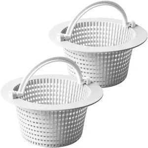 513330 Above Ground Pool Thru-Wall Skimmer Baskets Compatible with Hayward SP1091WM Dyna-Skim Above-Ground Pool Skimmer with Handles Standard Small Thru-Wall Size Remove Debris 2 Pack