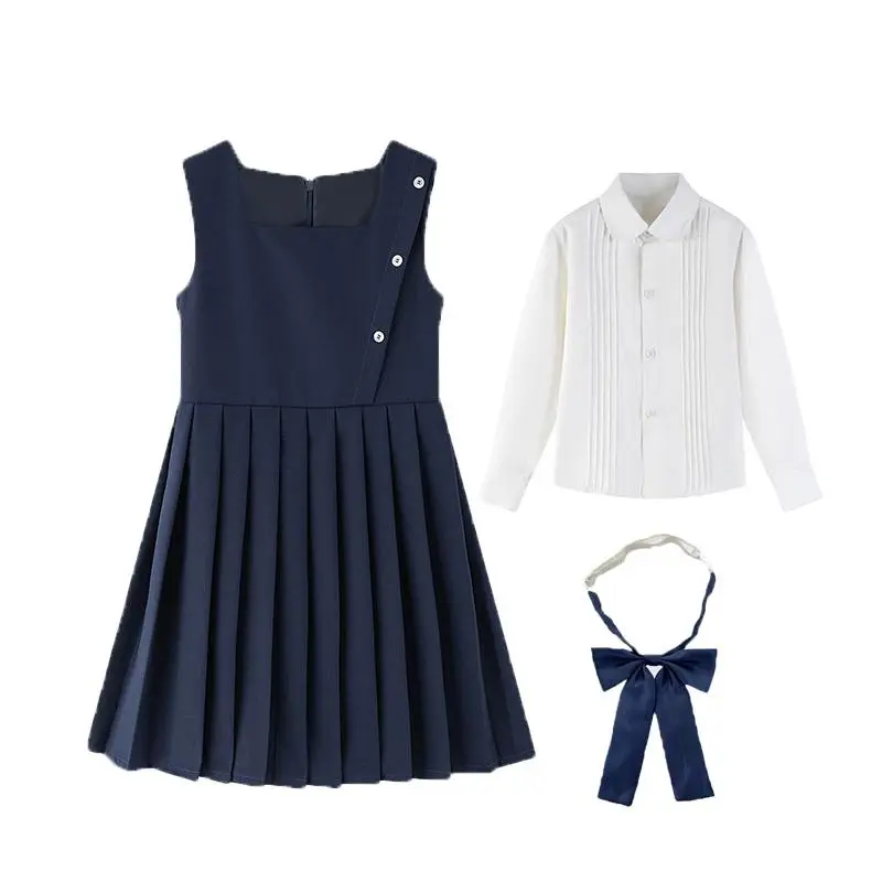 2025 Girls Preppy Style 3Piece/Set Pleated Skirt Shirt Bowtie Photograph Dress Kids Ceremony Set Children Performance Drama Wear