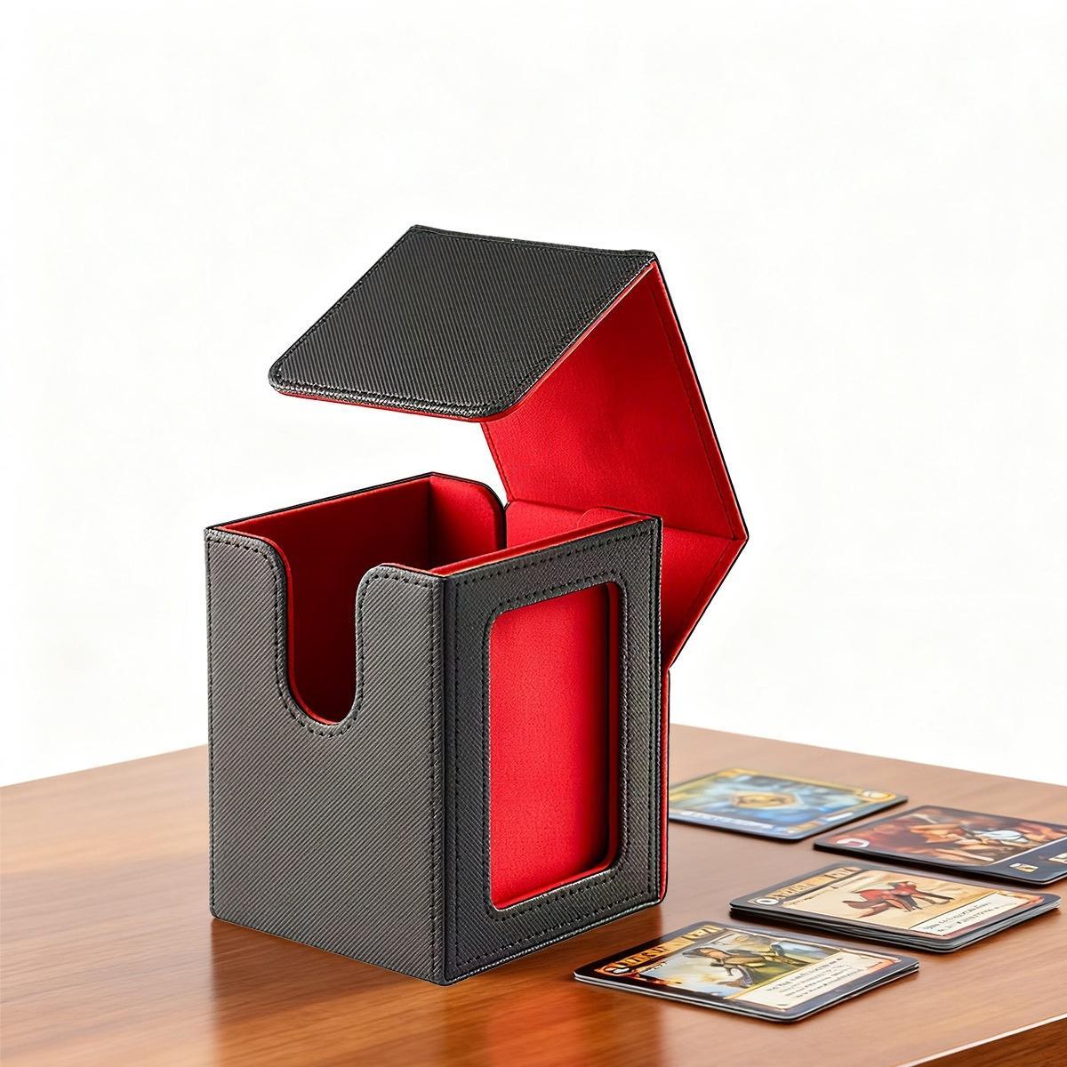 Windowed card box - PU leather vertical insert game card box - Pokémon game card storage box - Pokémon card storage box