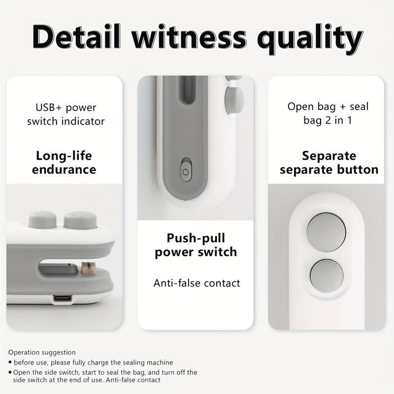 2 in 1 Mini Sealing & Cutting Machine, Portable Usb Rechargeable Snack Sealing Machine, Handheld Heat Sealing Device for Snack & Food Storage Plastic Sealer 2 in 1 Mini Sealing & Cutting Machine, Portable Usb Rechargeable Snack Sealing Machine, Handheld Heat Sealing Device for Snack & Food Storage Plastic Sealer