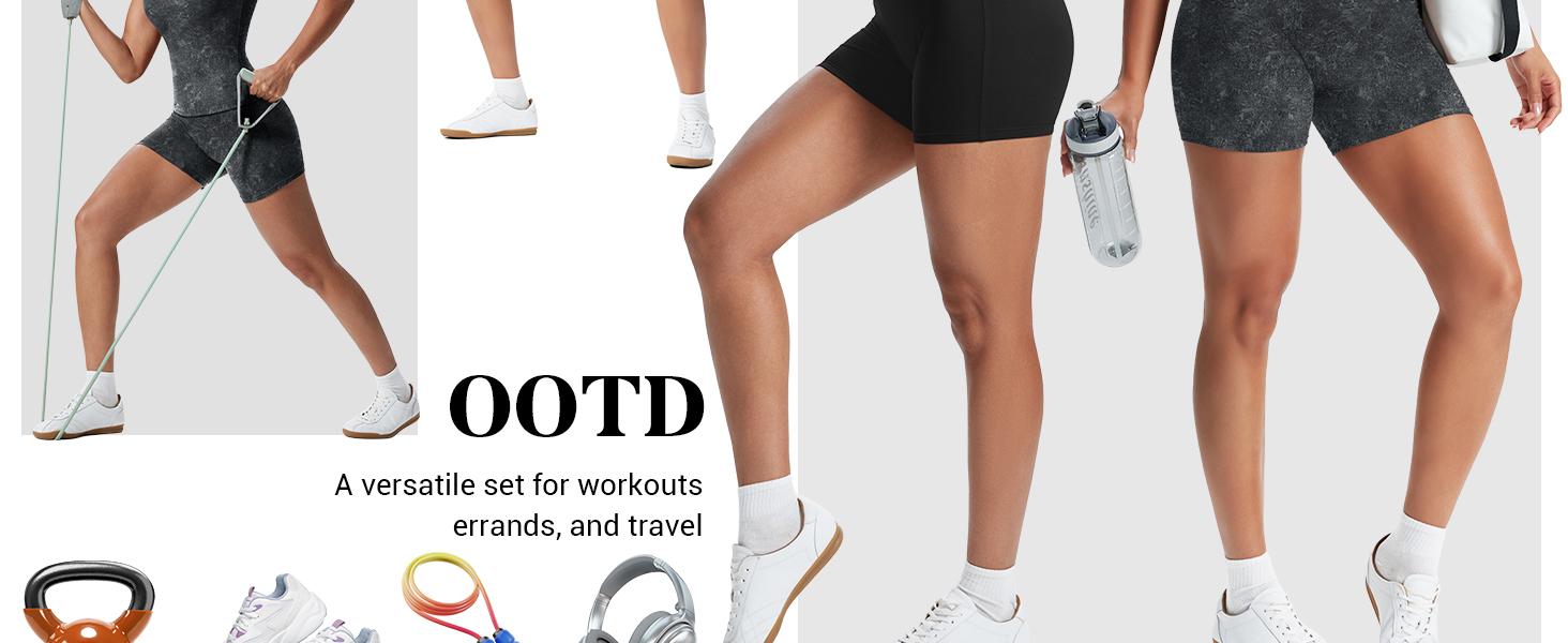 Workout Sets for Women 2 Piece U Neck Crop Tank Top High Waisted Shorts Athletic Gym Yoga Outfits Activewear