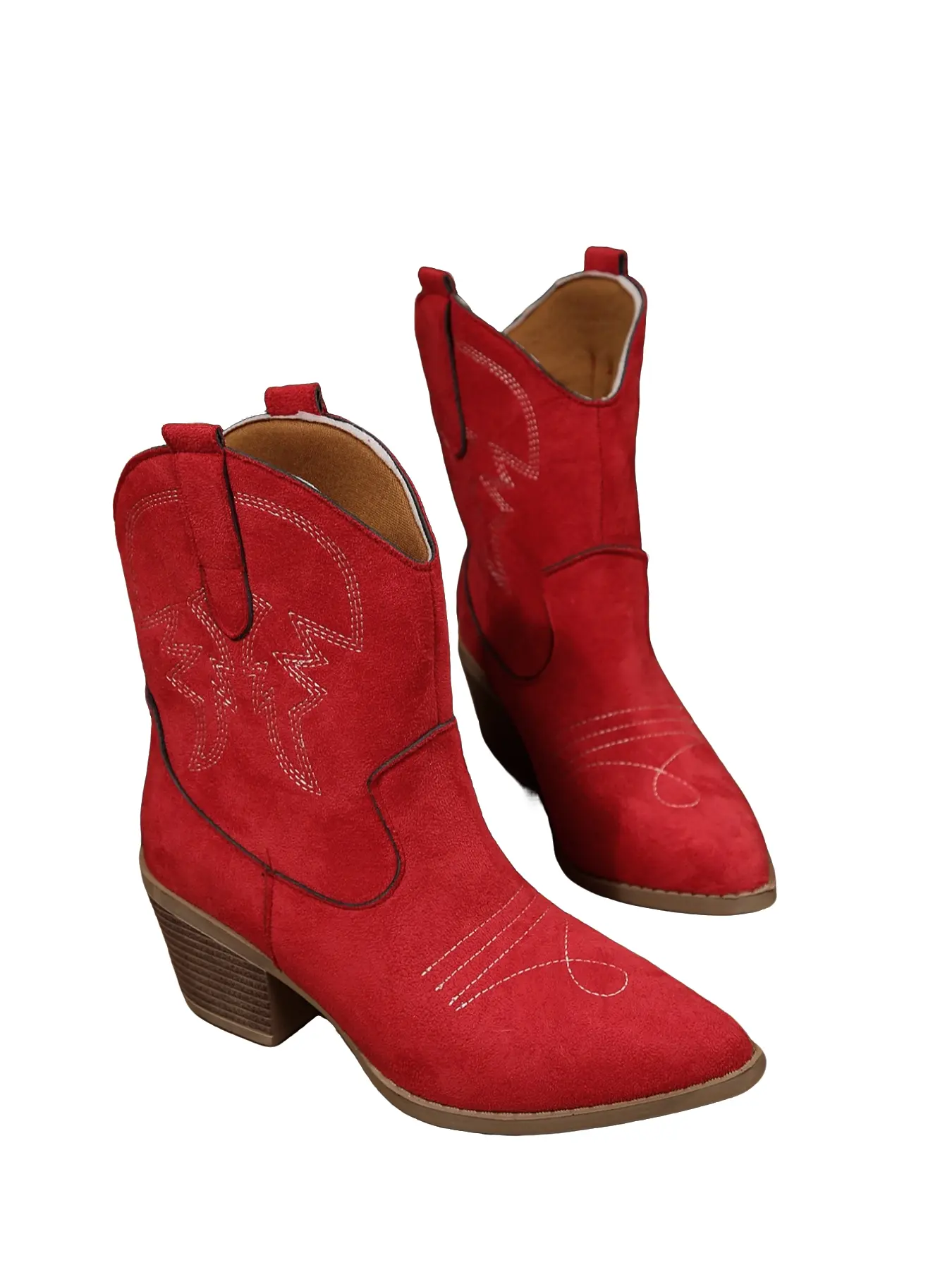 Women Vintage Embroidery Pointed Toe Block Heel Western Cowboy Ankle Boots, Retro Country Concert Outfit Short Cowgirl Boots For Daily Street Travel Holiday Party