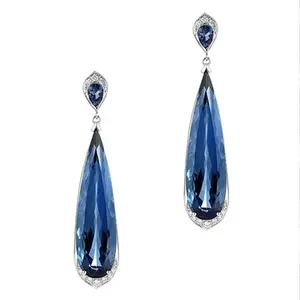 Ele Long Waterdrop Zircon Earrings Wedding New Bride Faion Jewelry Accories l Gemstone Dangle Earrings