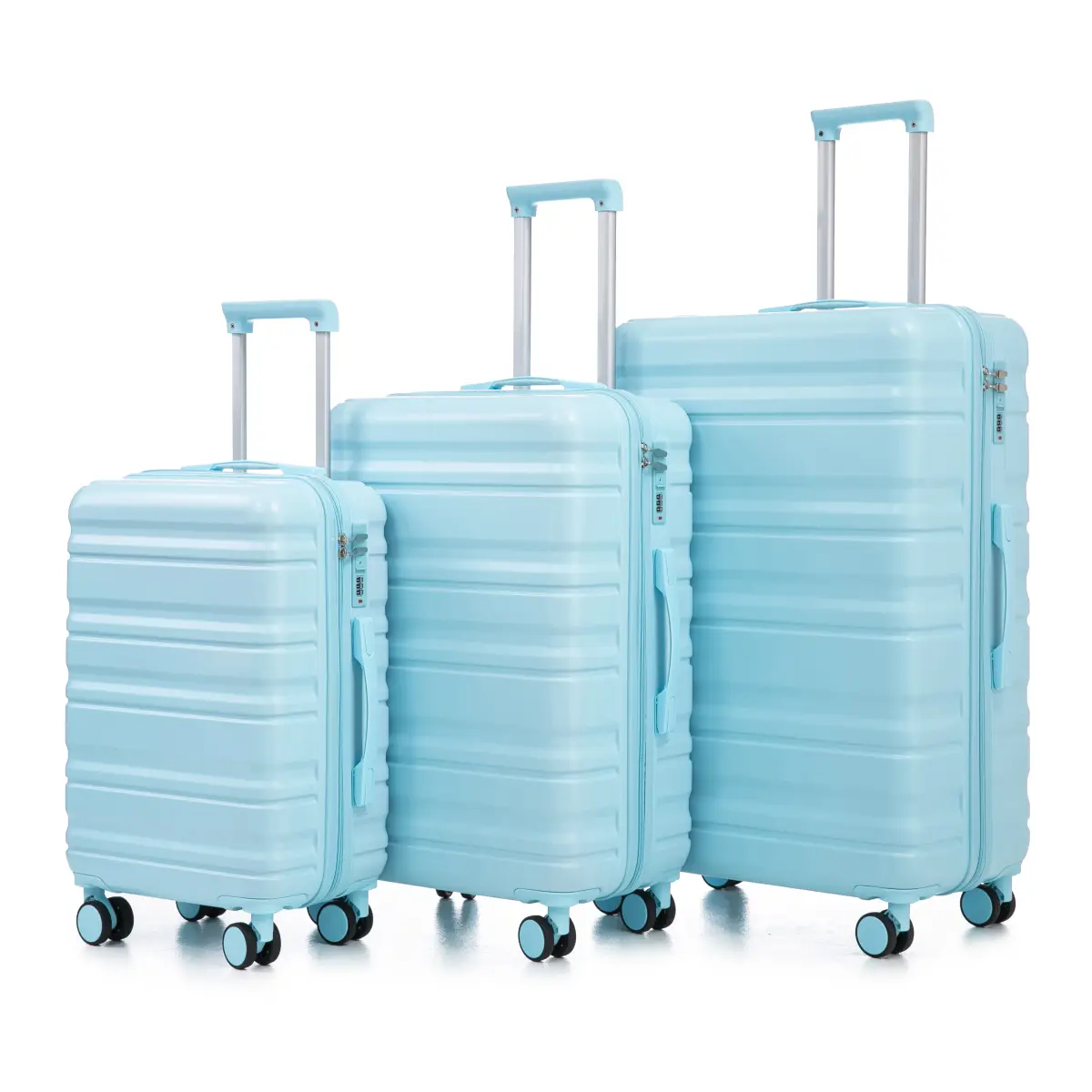 20"/24"/28" 3-Piece ABS Hardside Spinner Luggage Set, TSA Lock, Lightweight Expandable Suitcases with 360° Double Wheels & Waterproof Shell, Blue