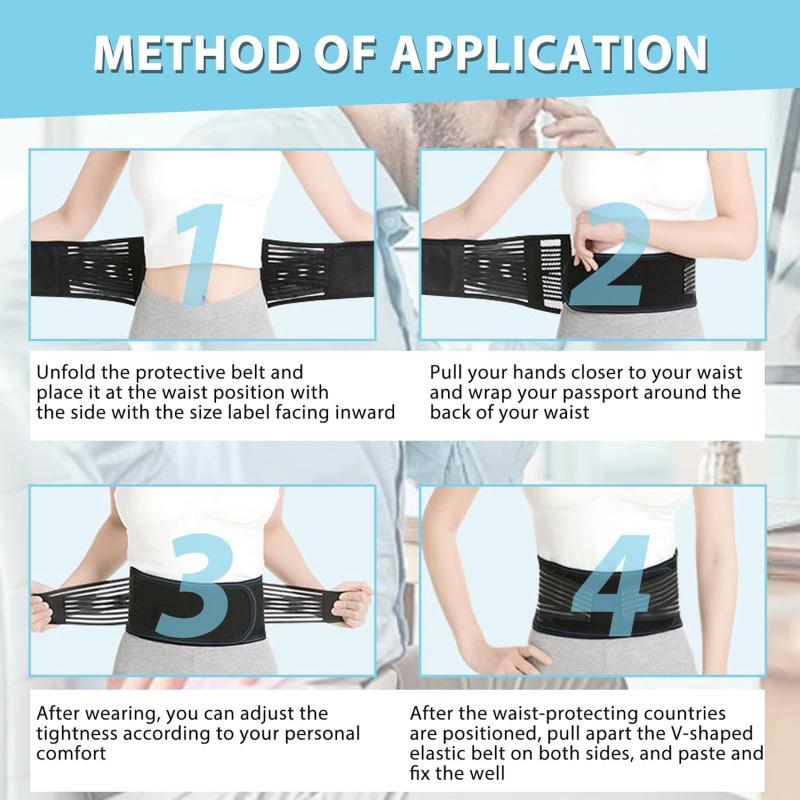 Back Brace for Men and Women, Anti Skid Mesh Adjustable Back Lumbar Waist Support Belt Lower for Back Pain Relief