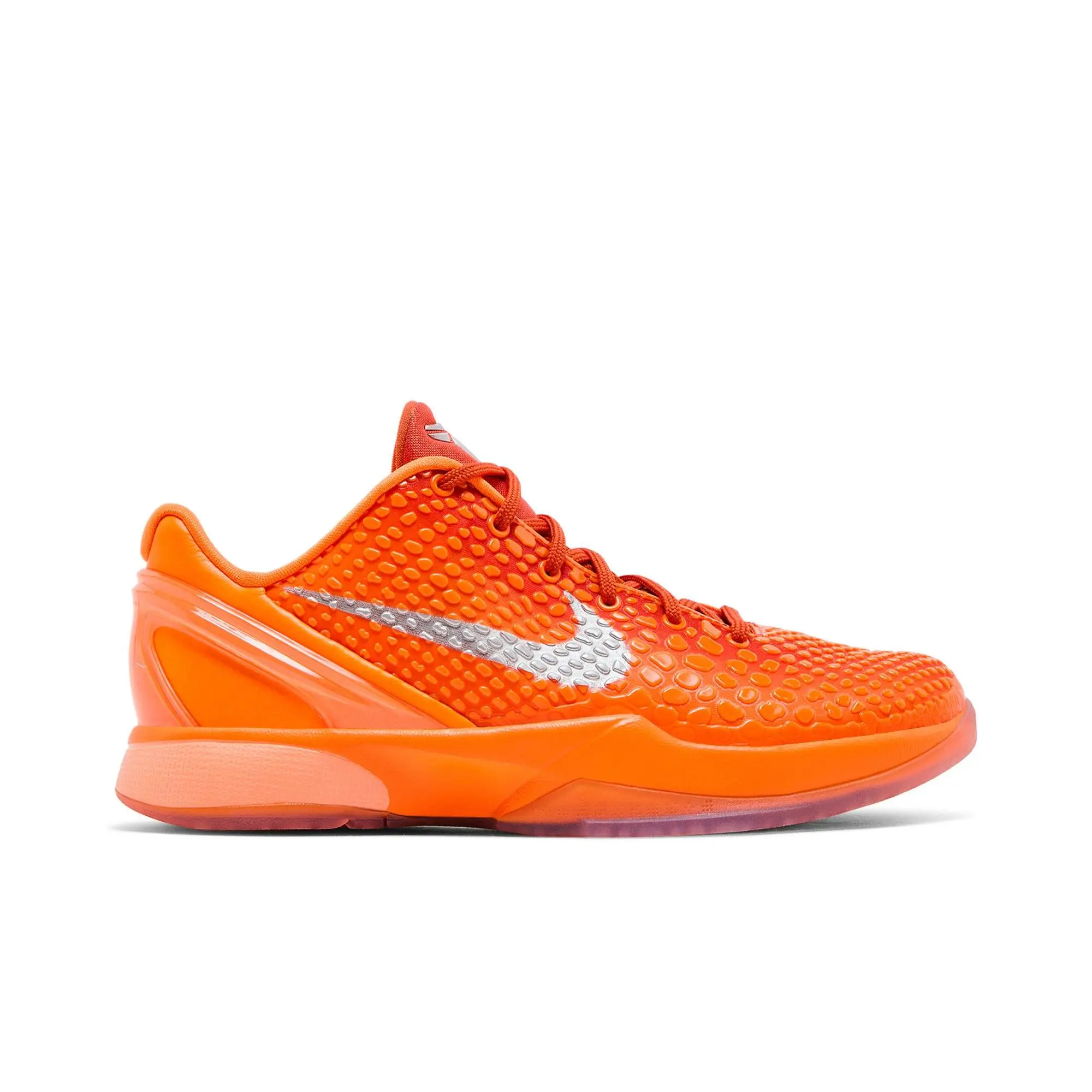 Nike Zoom Kobe 6 Grade School 'Total Orange' Unisex Athletic Mid-Top Basketball Shoes for Female Kids, Total Orange/Metallic Silver/Cosmic Clay, Style FV9676-800