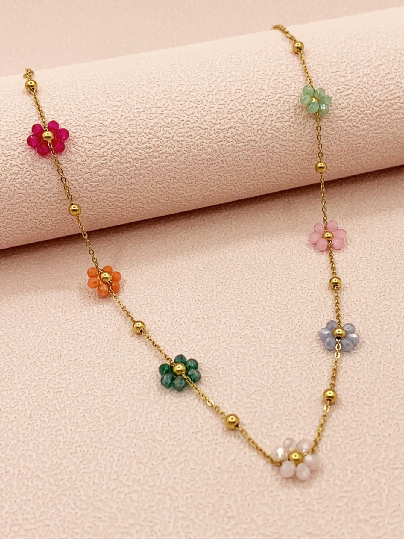 Boho Style Flower Decor Necklace, Clavicle Chain Necklace, Casual Versatile Fashion Accessories for Women, Minimalist Cute Jewelry Gift, Goddess Necklace, Clavicular Necklace, Collarbone Chain