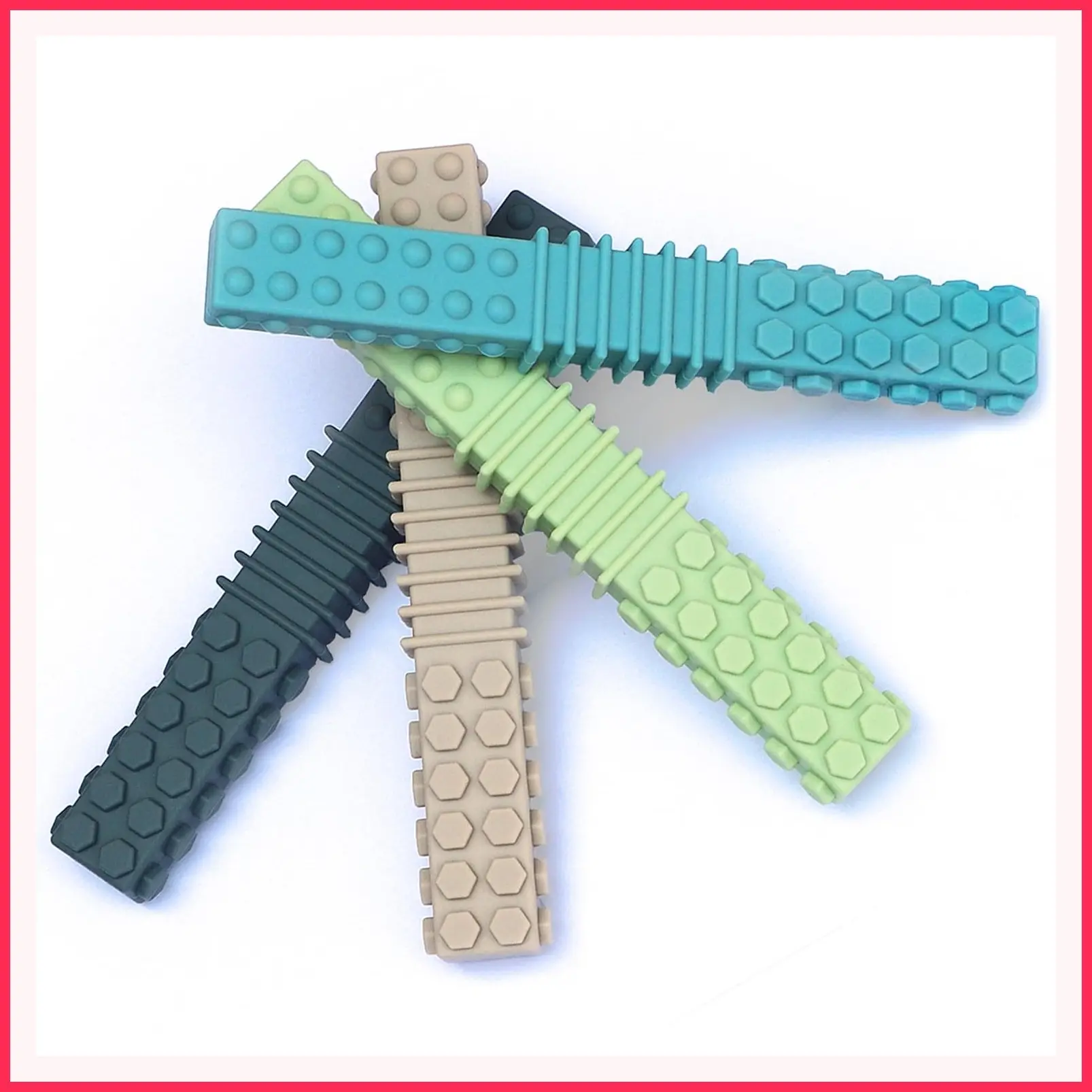 Sensory Chew Toys for Kids 4 Pack Teething Sticks Oral Motor Tool for Baby 3-6 6-12 Months Silicone Mouth Fidgets Stim Toy for Boys Girls with Autism ADHD Biting Needs