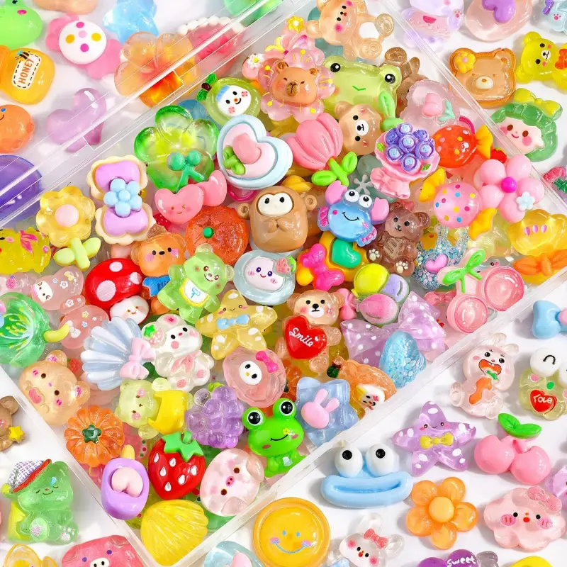 Slime Charms Jelly Cute Flatback Resin Charms For Slime, Glitzest Random Kawaii Decoden Charm for Embellishments Case Bulk, Decorative charms for mobile phones Crafting & DIY Decor (Multicolor)