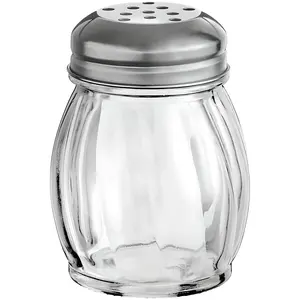 OCS Parts 3.5-Inch Glass Shaker with Chrome Plated Perforated Lid | Grated Cheese, Chili and Red Pepper Shaker for Home and Commercial Use