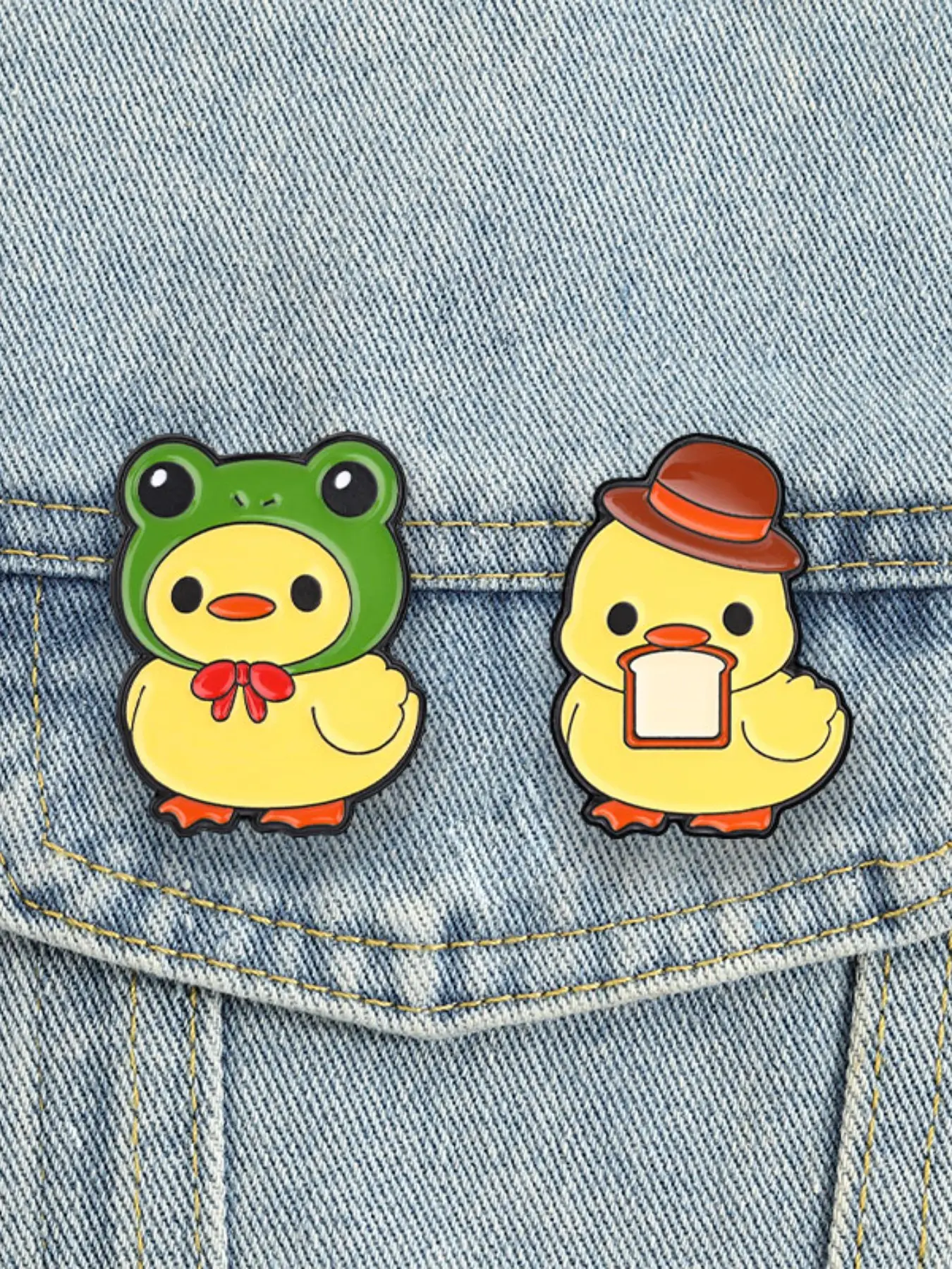 Cute Q Version Duck Enamel Pin, Adorable Healing Style Friend Dressing Gift Accessory, Soft and Charming Small Duck Brooch Set
