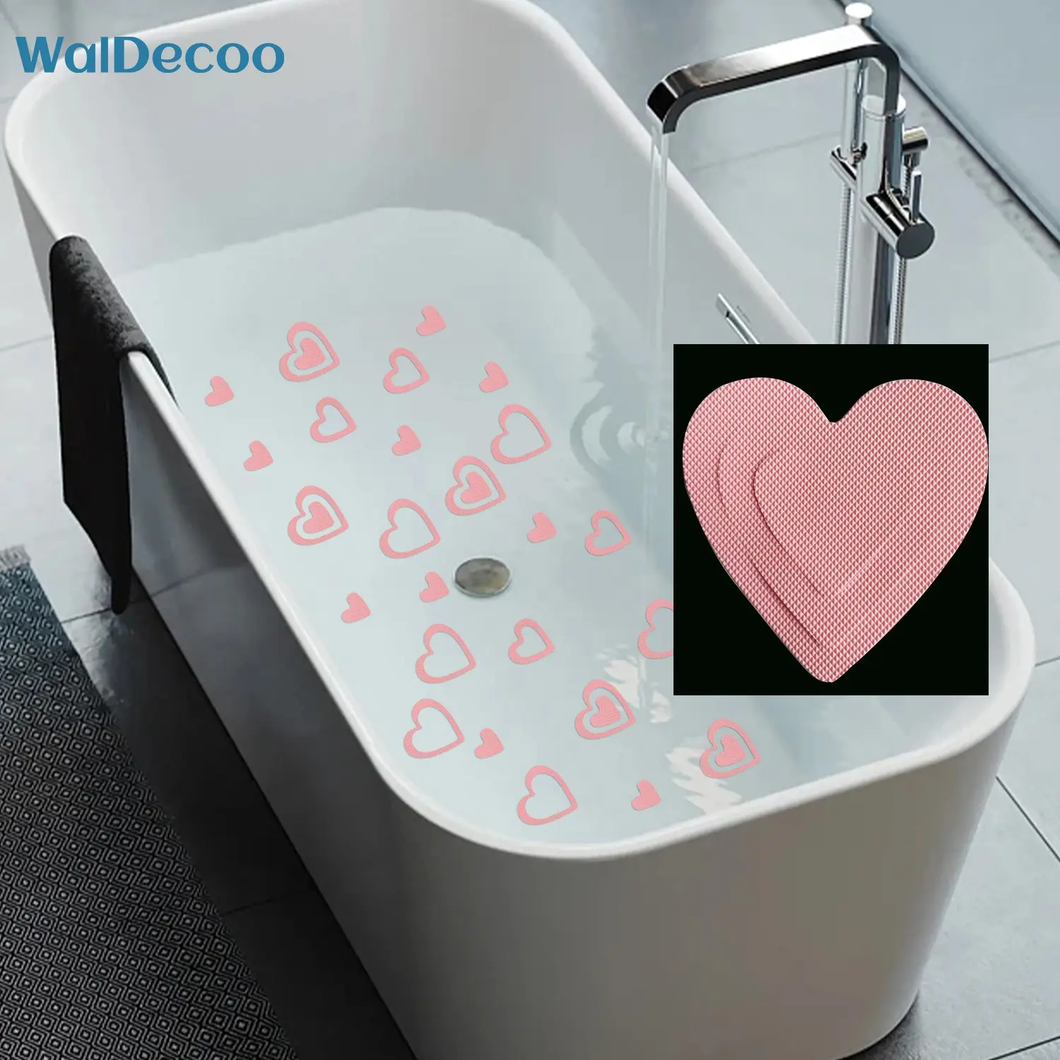 Heart Shape Bathroom Sticker, 30pcs/pack Waterproof & Anti-slip Shower Step Sticker, Bathroom Strong Adhesive Tape Decal for Bathtubs, Floor, Bathroom Decorations, Bathroom Accessories, Bathroom Decor Supplies