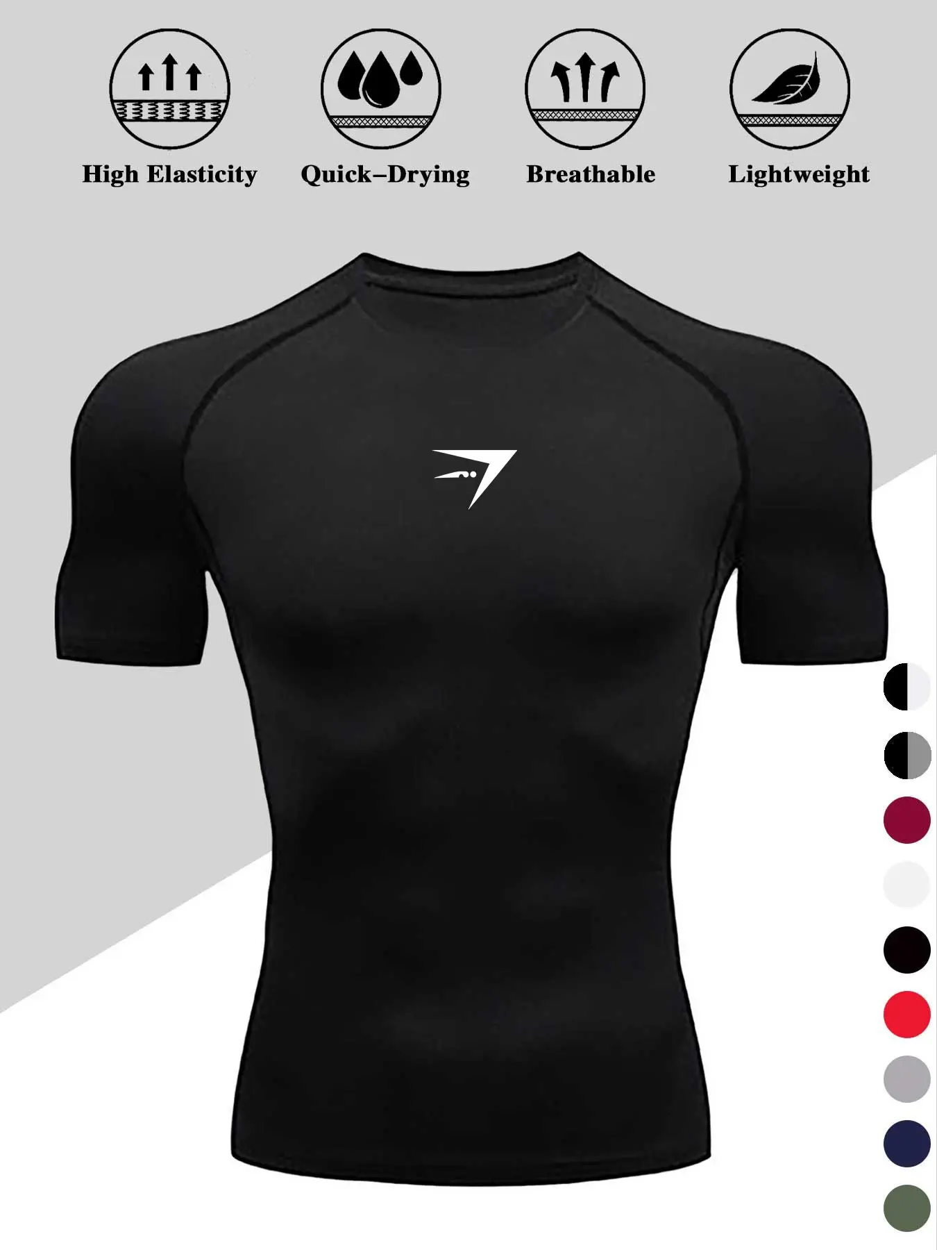 Men's Short Sleeve Compression T-Shirt, Quick-Dry Breathable Fabric, Unique Print, High Elasticity, Ideal for Sports Training, Activewear Clothing