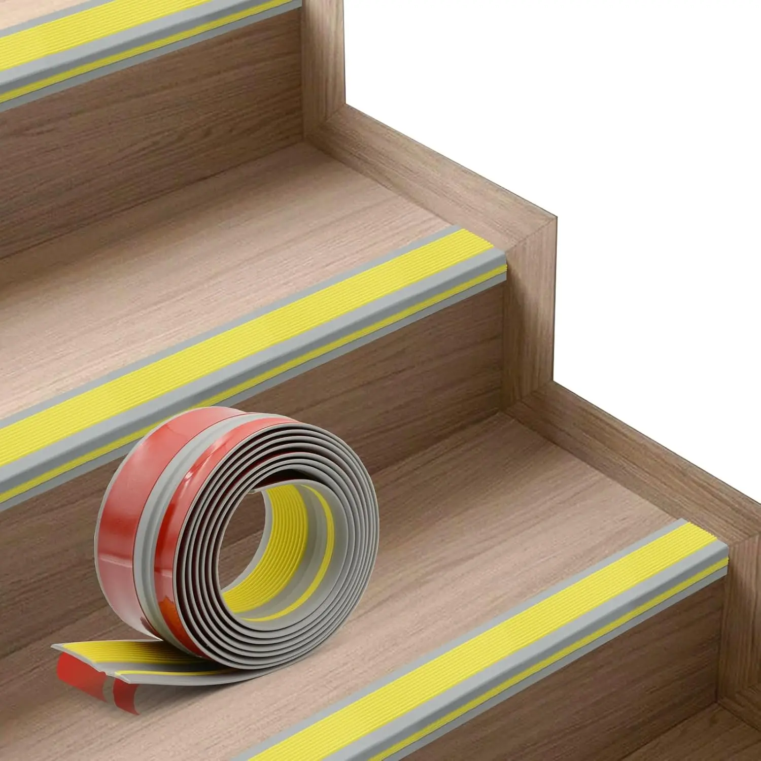 Non-Slip Step  Protector, Vinyl Stair Nosing - Self-Adhesive Anti-Slip Stair Nose Edging Trim, Stairway Nose Molding & Nosing Strip for High Traffic-Safety, Indoor-Outdoor Use(Yellow 2"×1",3.3Ft)