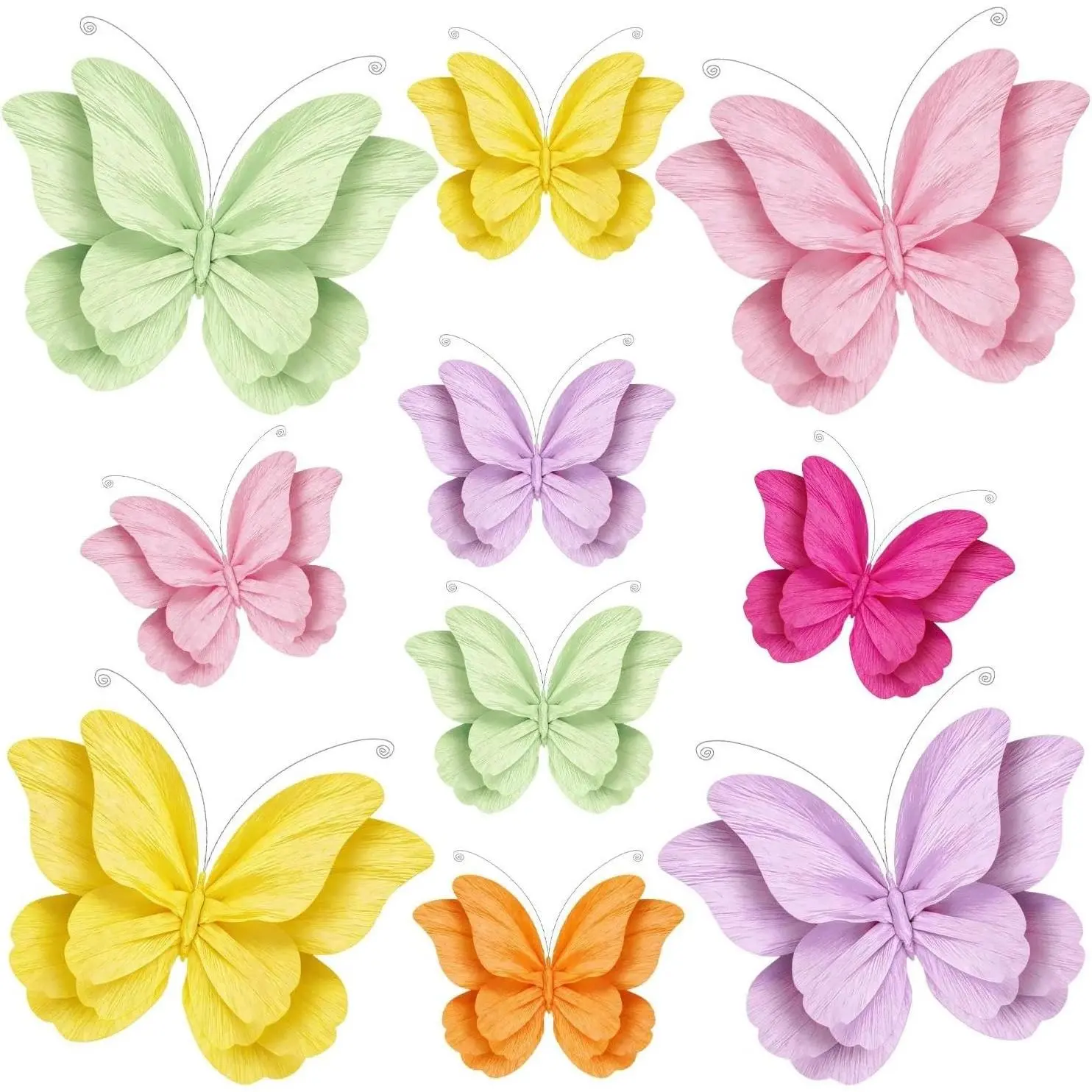 3D Paper Butterfly Decorations, 10Pcs Large Butterfly Wall Room Decor 6 Colors 2 Sizes Hanging Butterflies Party Decoration for Birthday Wedding Baby Shower Party Supplies