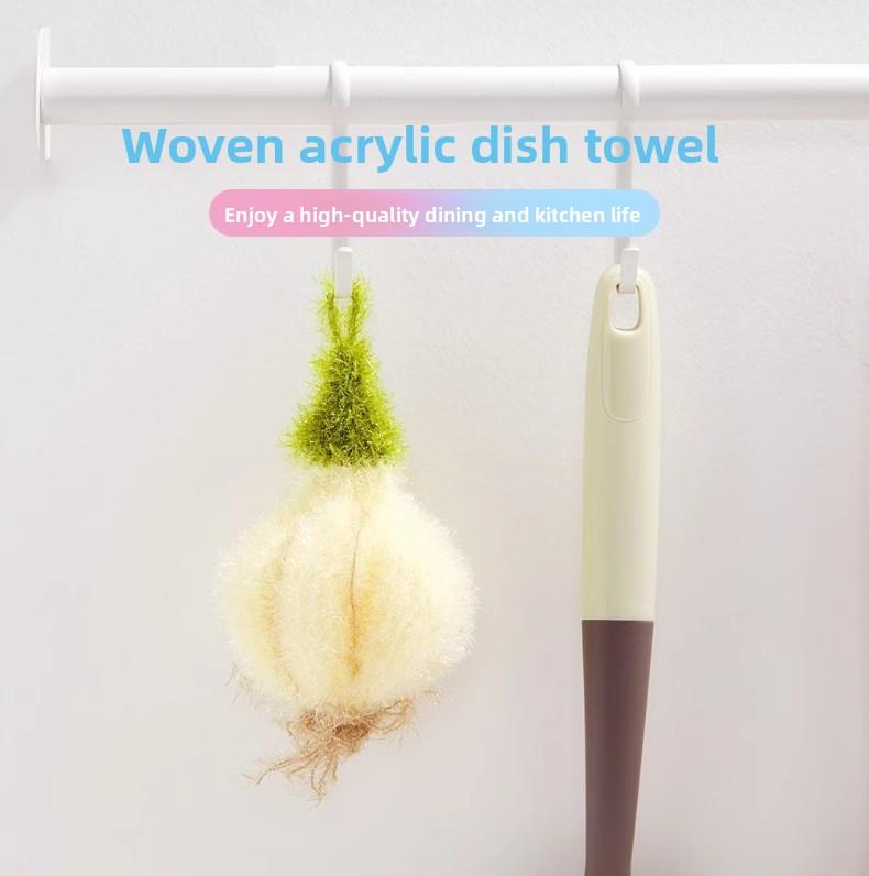 [3-piece set] Korean-style kitchen dishcloth, simulated garlic head cleaning cloth, hand-crocheted cleaning cloth, everyday dishwashing towel