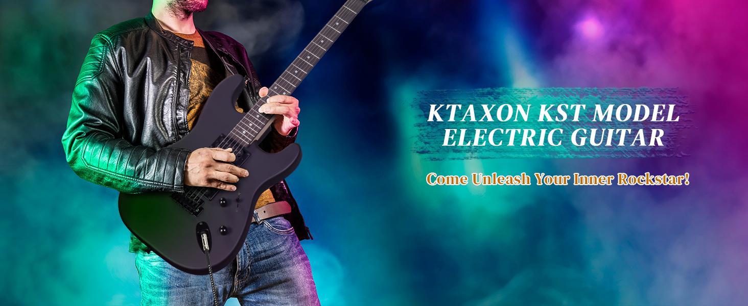 Ktaxon 39 Inch Electric Guitar, Full Size Solid Body H-H / H-S-S Pickups 6 Strings Beginner Guitar Kit With AMP, Upgrade Cable & Guitar Capo, Tremolo Arm, Gig Bag & Strap (Matte Back)