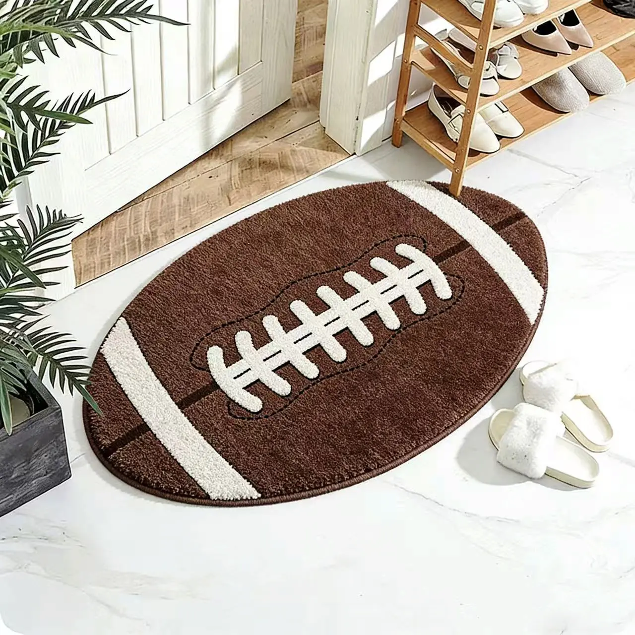 Rugby Carpet Mat, American Sports Style Welcome Rug, Soft Comfortable Home Decor, Ideal for Entrance Living Room Bedroom Floor Decoration