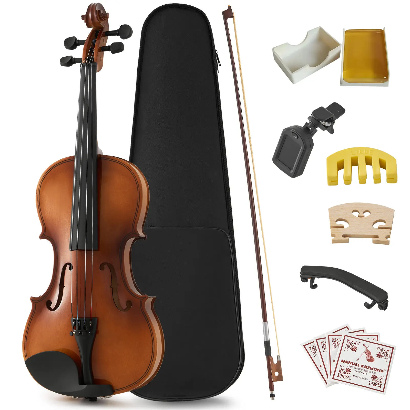 ARCH Professional 4/4 Full Size Violin Complete Starter Kit - Lightweight Durable Build, Stable Rich Sound, Smooth Finish, Comfortable Handling, Easy Transport, Bow, Case, Rosin, Shoulder Rest, Strings, Tuner, Accessories Included, Ideal Gift for Adults,,