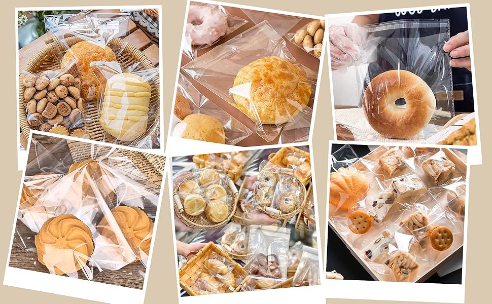 300 Pcs Self Adhesive Cookie Bags, 4x6 Inches Self Sealing Cellophane Bags, Clear Resealable Cellophane Bag for Packaging, Cookies, Gifts, Candy, Food