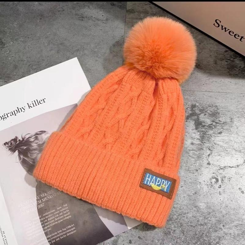3pcs Autumn and Winter Women's Pompom Knitted Hat Women Solid Color Thicken Plush Beanie Cap Female Autumn Warm Crochet Hats 3pcs Autumn and Winter Women's Pompom Knitted Hat Women Solid Color Thicken Plush Beanie Cap Female Autumn Warm Crochet Hats