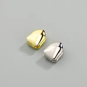 Gold Tone Single Tooth Cap Grillz, Hip Hop Teeth Accessory for Men and Women, Fashion for Party Costumes and Photo Props, Gold (Two)