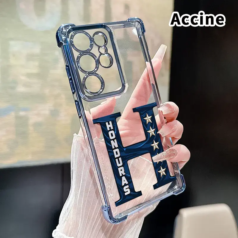 Phone Case Compatible with Samsung Galaxy S26 S23 Ultra S24 Plus S25 S22+ Edge Honduras Starred H Pattern Transparent Full Lens Protector Anti-slip Protective Cover
