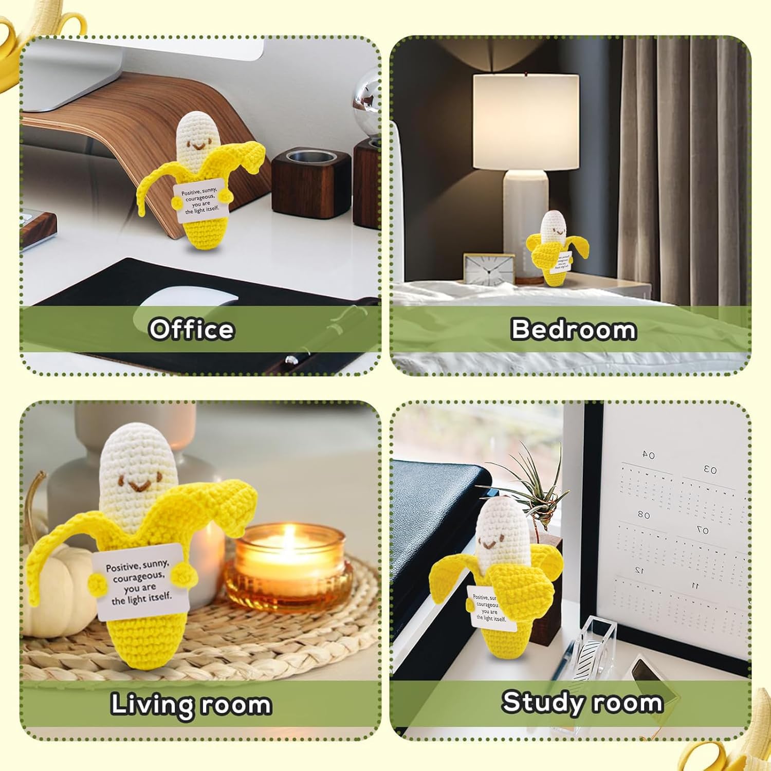 Adorable handmade banana crochet dolls! mini fruit plush toys are soft and well-crafted, perfect as cute little birthday gifts for both kids and adults. A charming tiny companion for desk decor or daily play, bringing smiles and sweetness to everyone