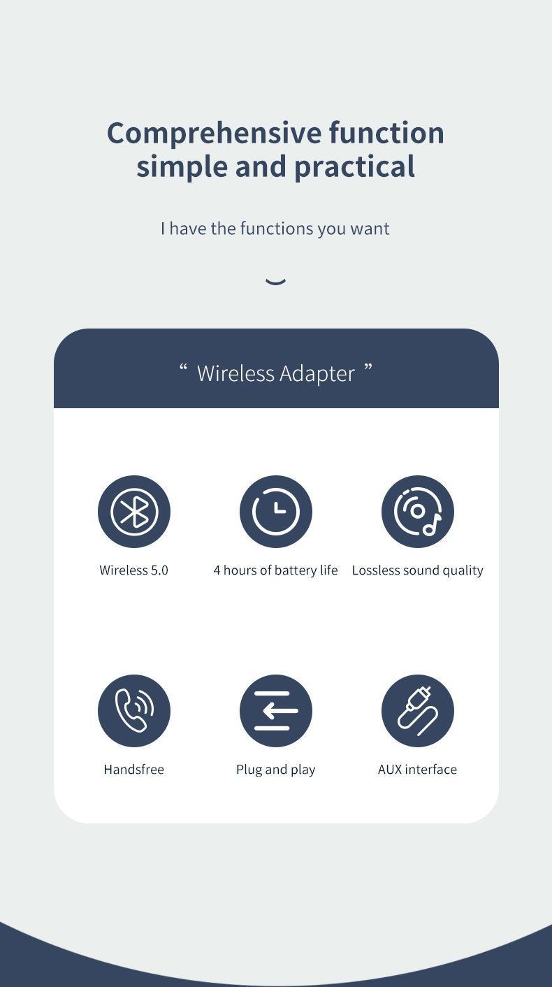 1 count Bluetooth Audio Receiver,  Wireless FM Transmitter, Car Bluetooth Transmitter, AUX Input Bluetooth Sound Adapter For Car