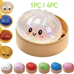 1/4 Pack Shiny Dumpling Soft Stress Relief Set, Includes Steam Box, Plush Texture, Ideal for Anxiety Relief, Unisex Design