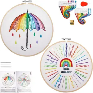 Beginners Embroidery Stitches Practice Kits for Adults, Easy Embroidery Starters Kits for Beginners to Learn 32 Stitches, Hand DIY Embroidery Sets Needlepoint kits for adults, 1 Hoop (Video Tutorial)